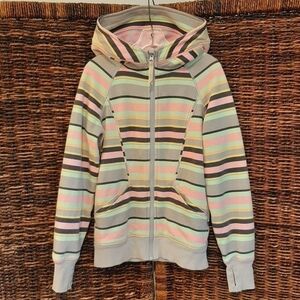 Ivivva by Lululemon Girl's Good In The Hood Stripe Hoodie Sweatshirt Jacket 10